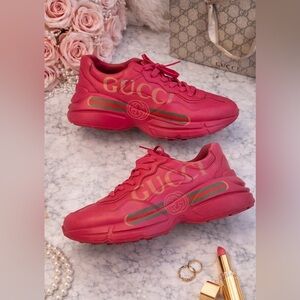 EUC 💓 Gucci Women’s Pink Sneakers – Size 40.5 (US 10.5) with Box